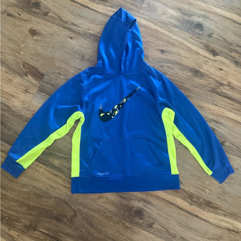 Nike Blue and Yellow Pullover Hoodie Sweatshirt